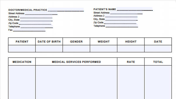free 5 medical invoice forms in pdf