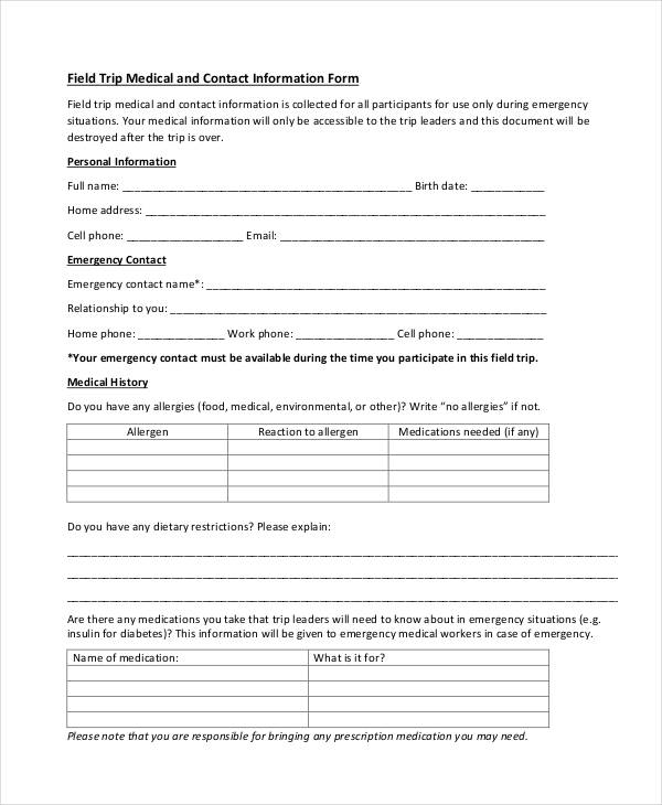 medical information form