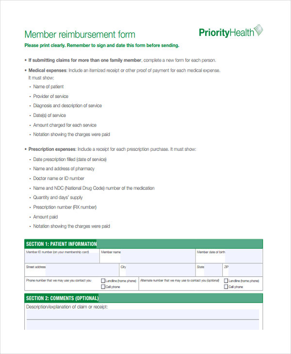 FREE 8+ Medical Reimbursement Forms in PDF