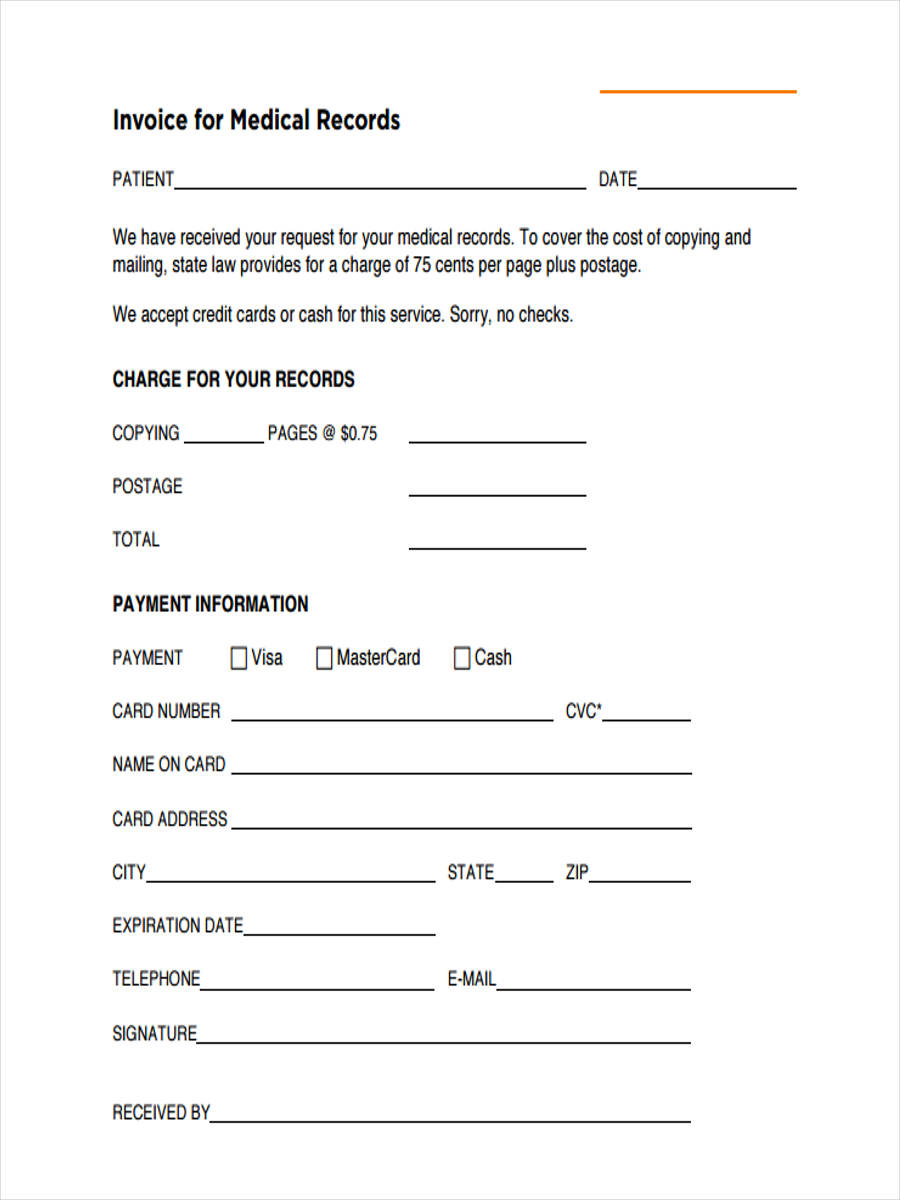 Free 5 Medical Invoice Forms In Pdf