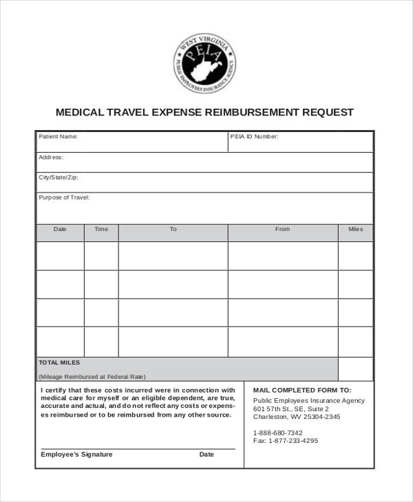 travel reimbursement form medical