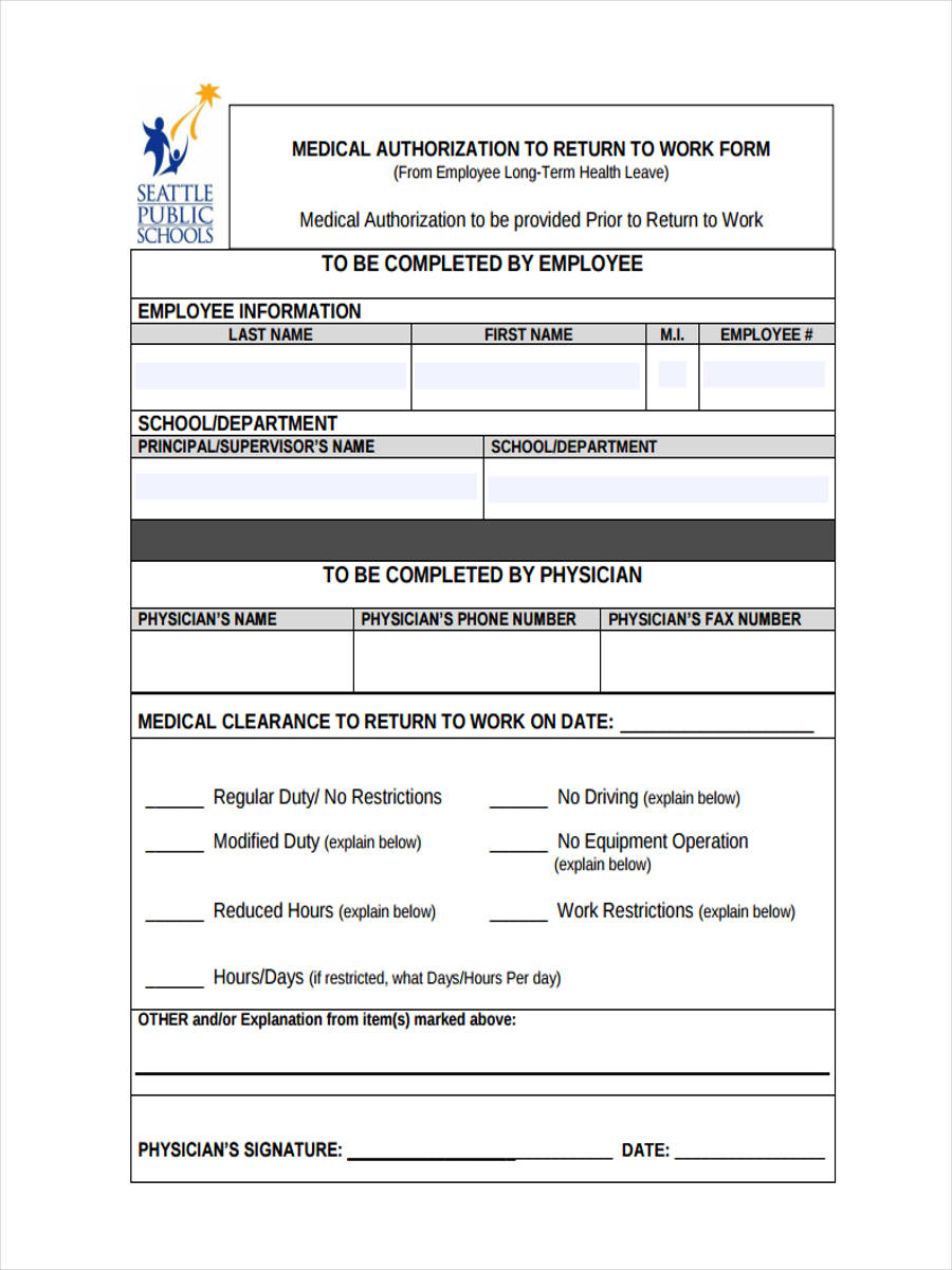 medical work form