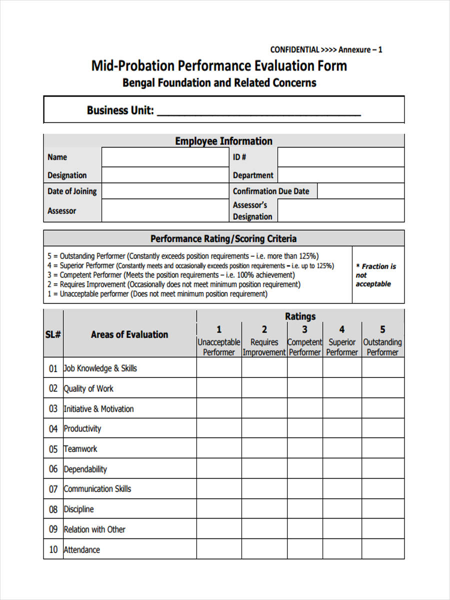FREE 11+ Probation Review Forms in PDF | Ms Word
