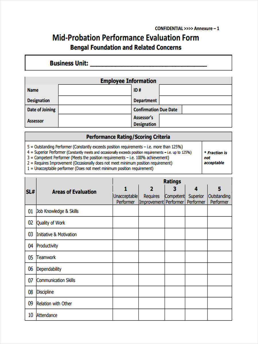 mid probation form