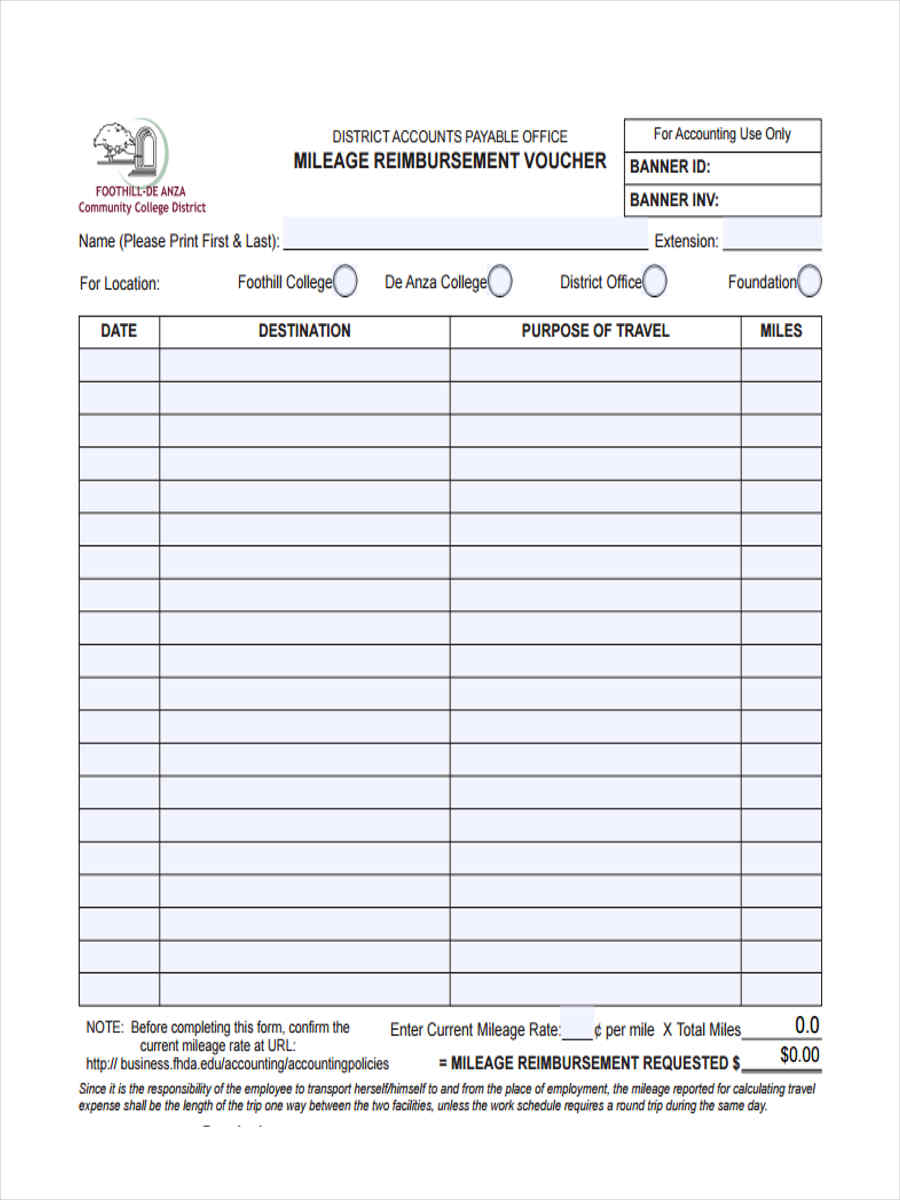 mileage reimbursement voucher