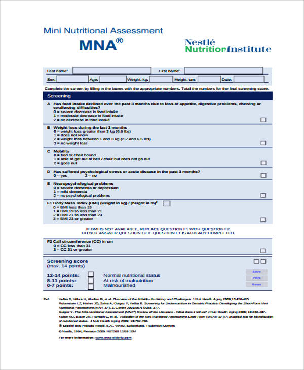 FREE 11+ Nutrition Assessment Forms in PDF | Ms Word