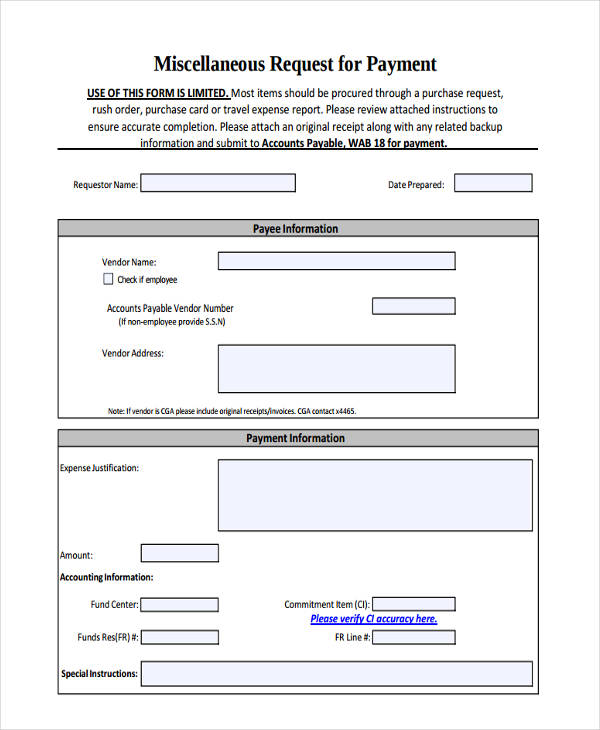 Payment Request Form Printable Microsoft Word Pdf A4 9518