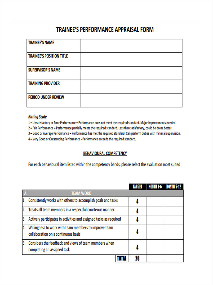 6 Month Performance Review Template Master of Documents