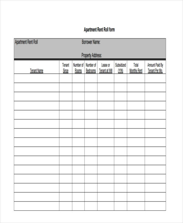FREE 19+ Rent Roll Forms in PDF Ms Word Excel