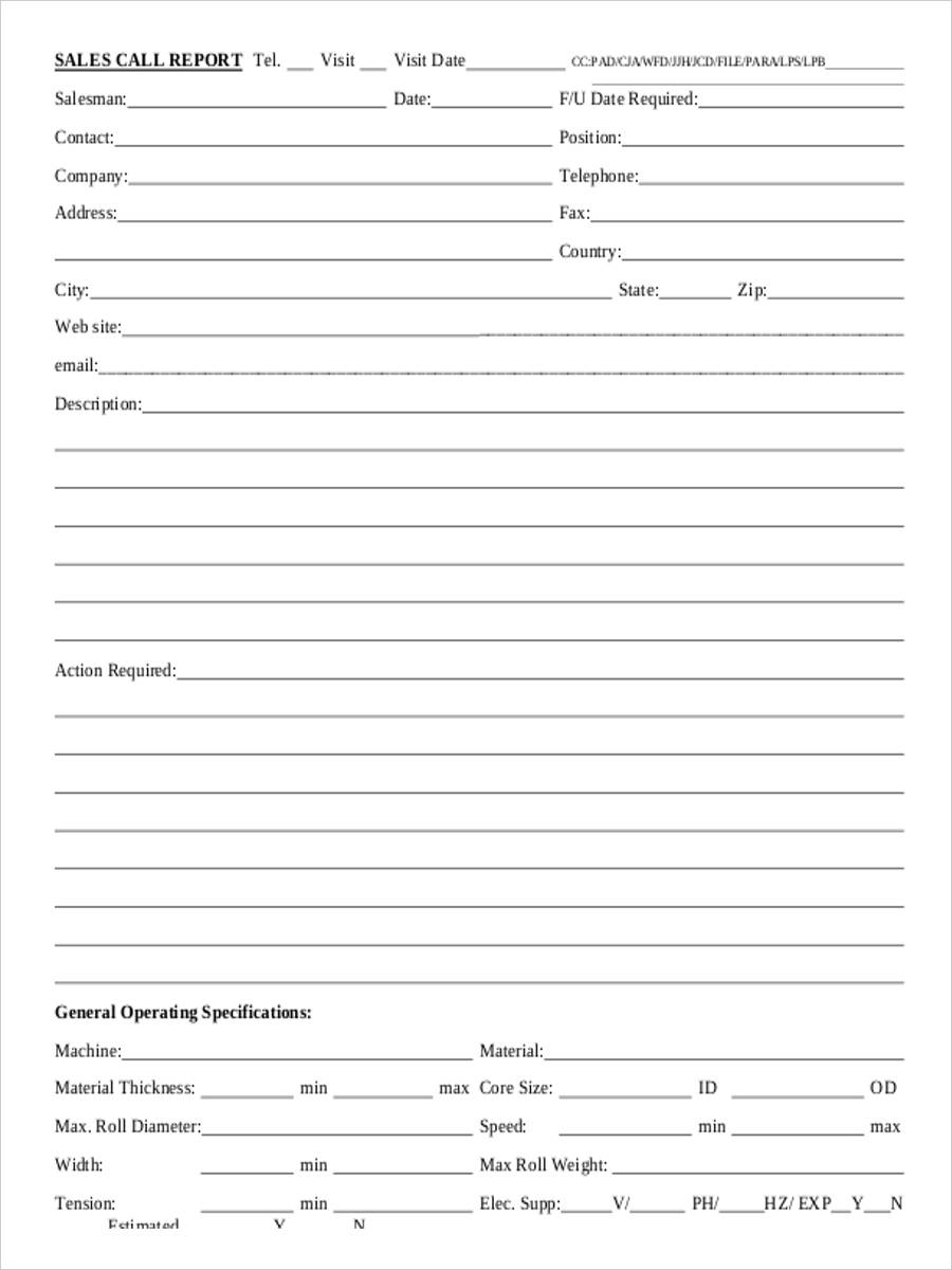 FREE 20+ Sales Report Forms in PDF  MS Word Intended For Sales Call Report Template Free