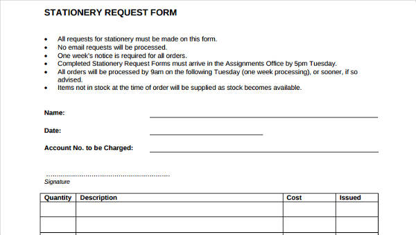 free 9 stationery requisition forms in pdf  ms word