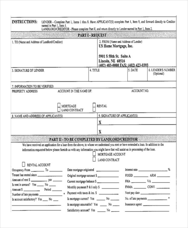 FREE 8+ Sample Mortgage Verification Forms in PDF Ms Word