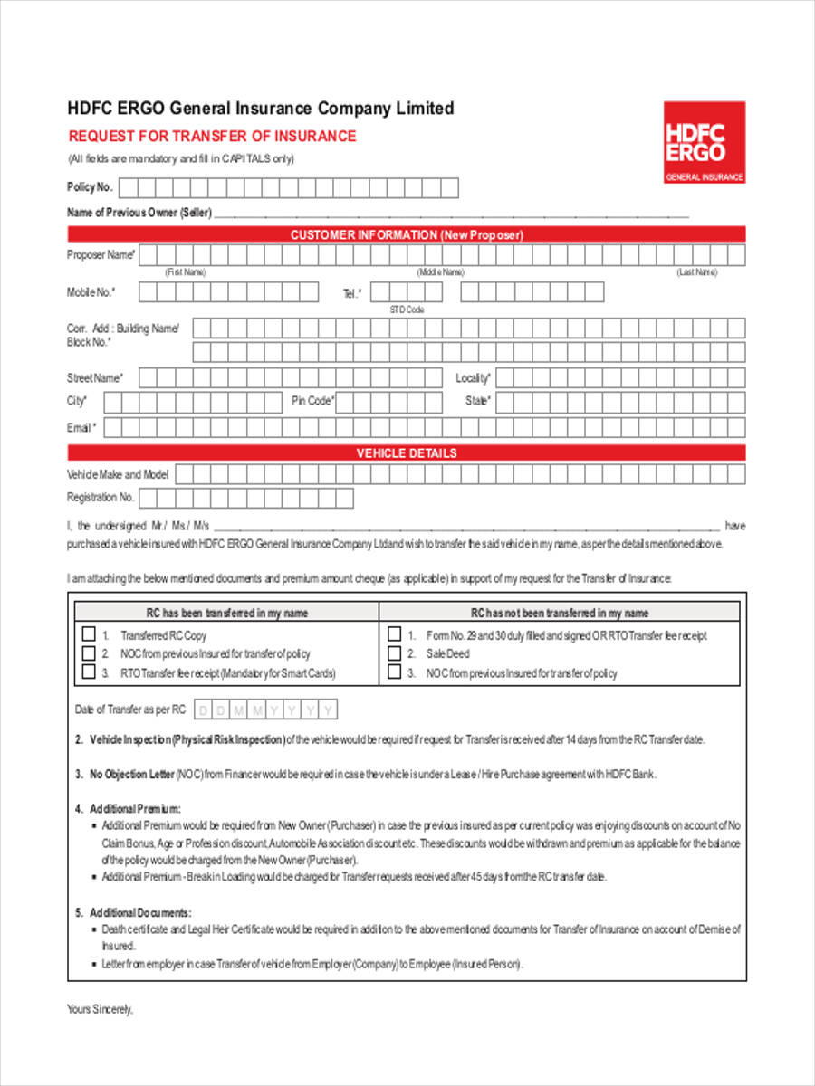 FREE 5+ Motor Vehicle Transfer Forms in MS Word | PDF