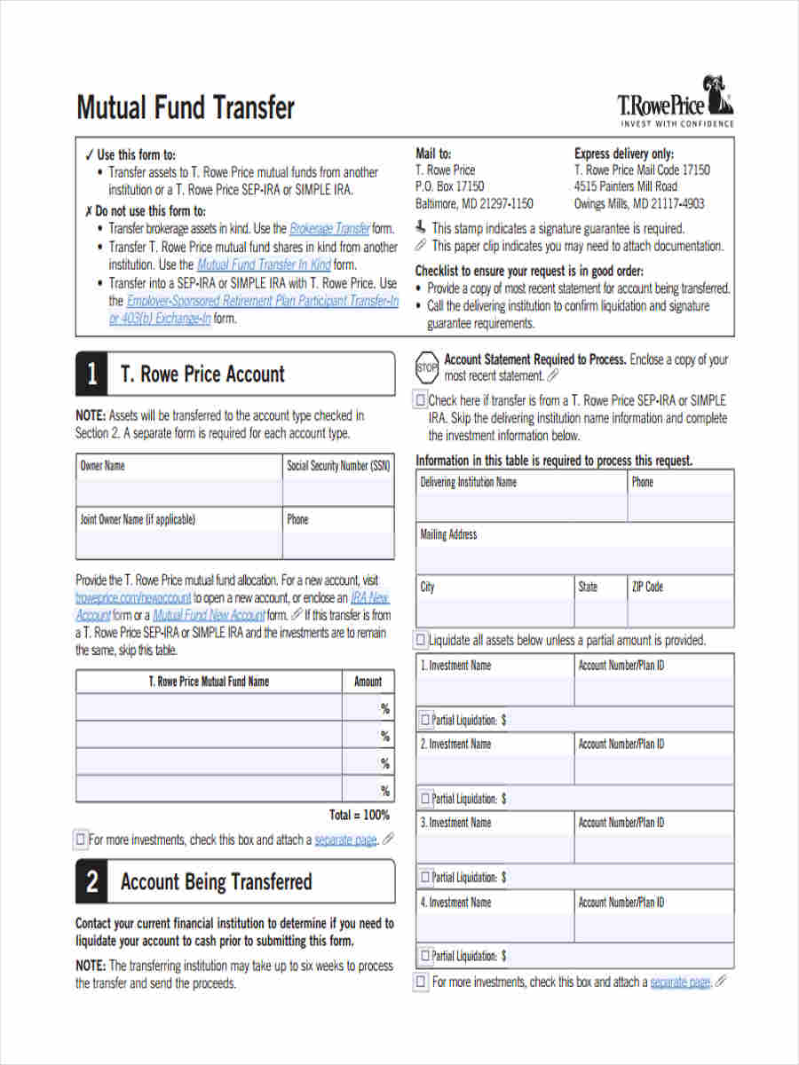 Free 7 Fund Transfer Forms In Pdf Ms Word Excel 1815