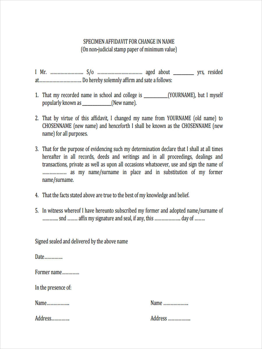 FREE 8+ Correction Affidavit Forms in MS Word | PDF