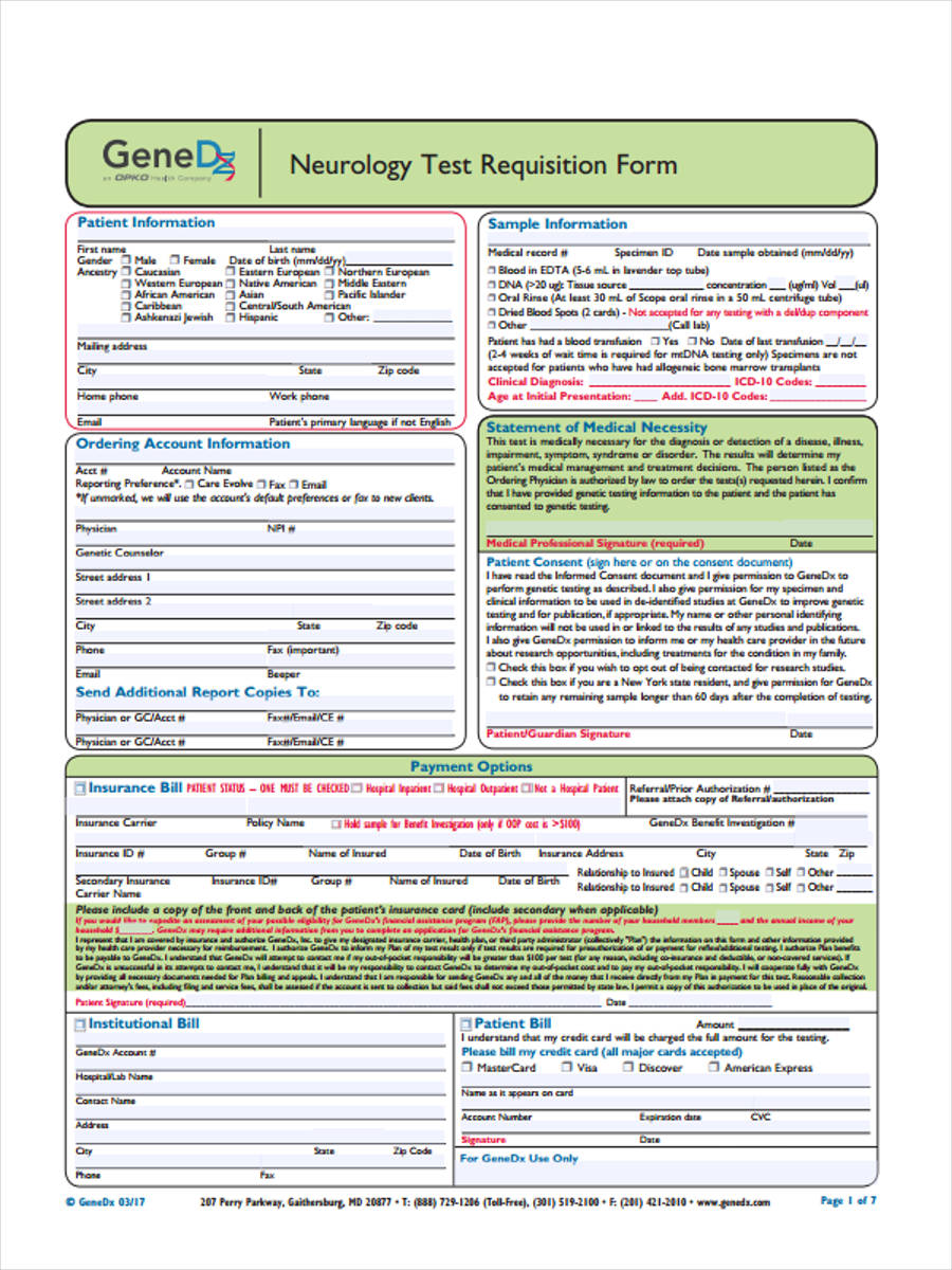 FREE 5+ Sample Lab Requisition Forms in PDF