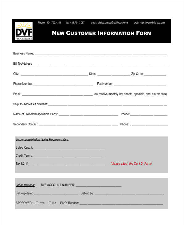 FREE 10 Customer Information Forms In PDF Ms Word Excel