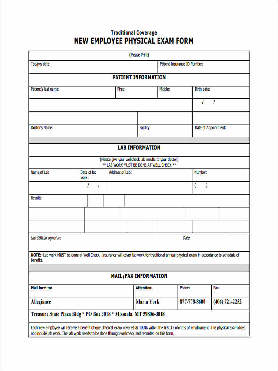 Pre Employment Physical Forms Printable That are Ambitious Hunter Blog