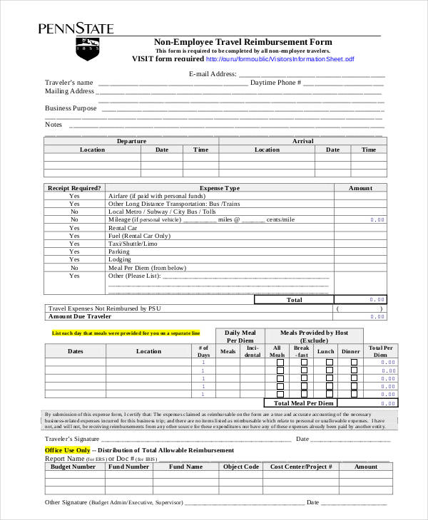 FREE 13+ Travel Reimbursement Forms in PDF Ms Word Excel