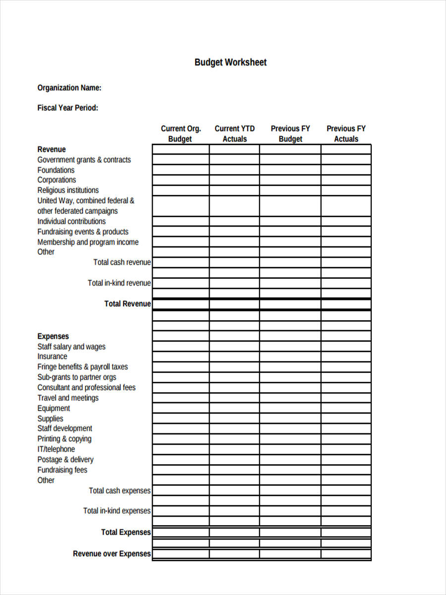 nonprofit budget template