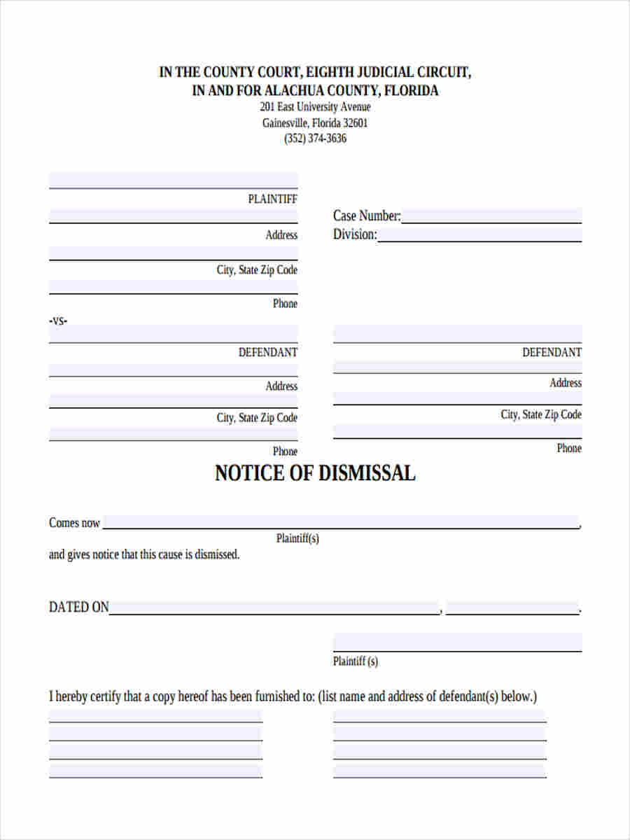 notice of dismissal in pdf