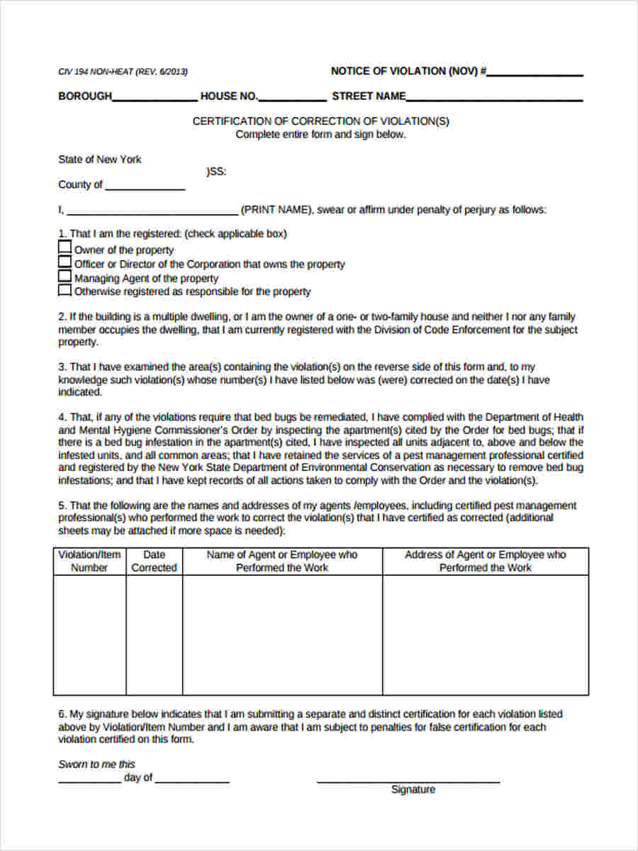 FREE 7+ Sample Notice of Violation Forms in MS Word PDF