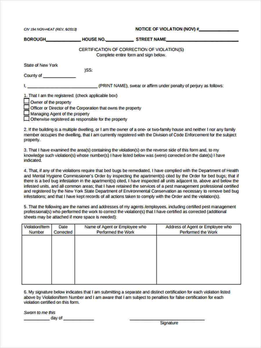 FREE 7  Sample Notice of Violation Forms in MS Word PDF