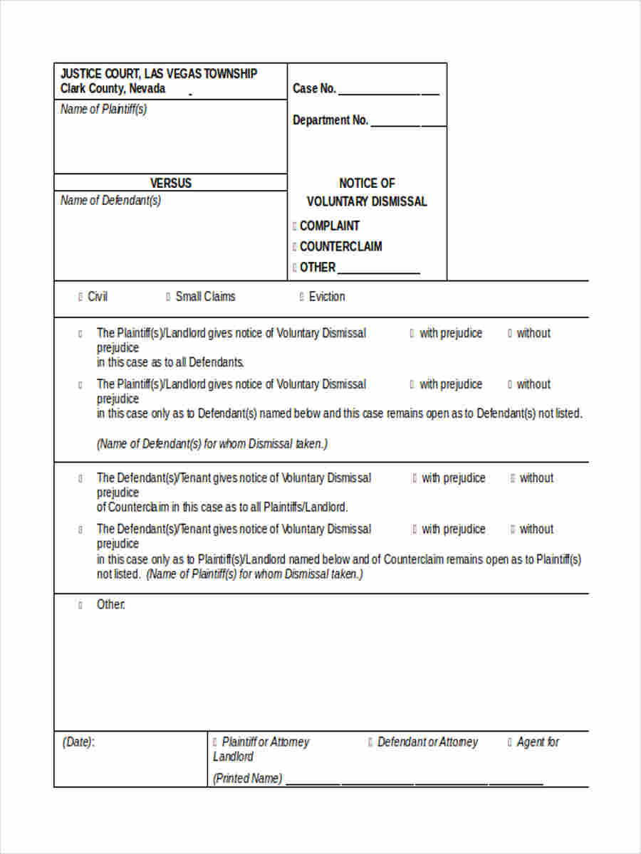 Voluntary Dismissal Form