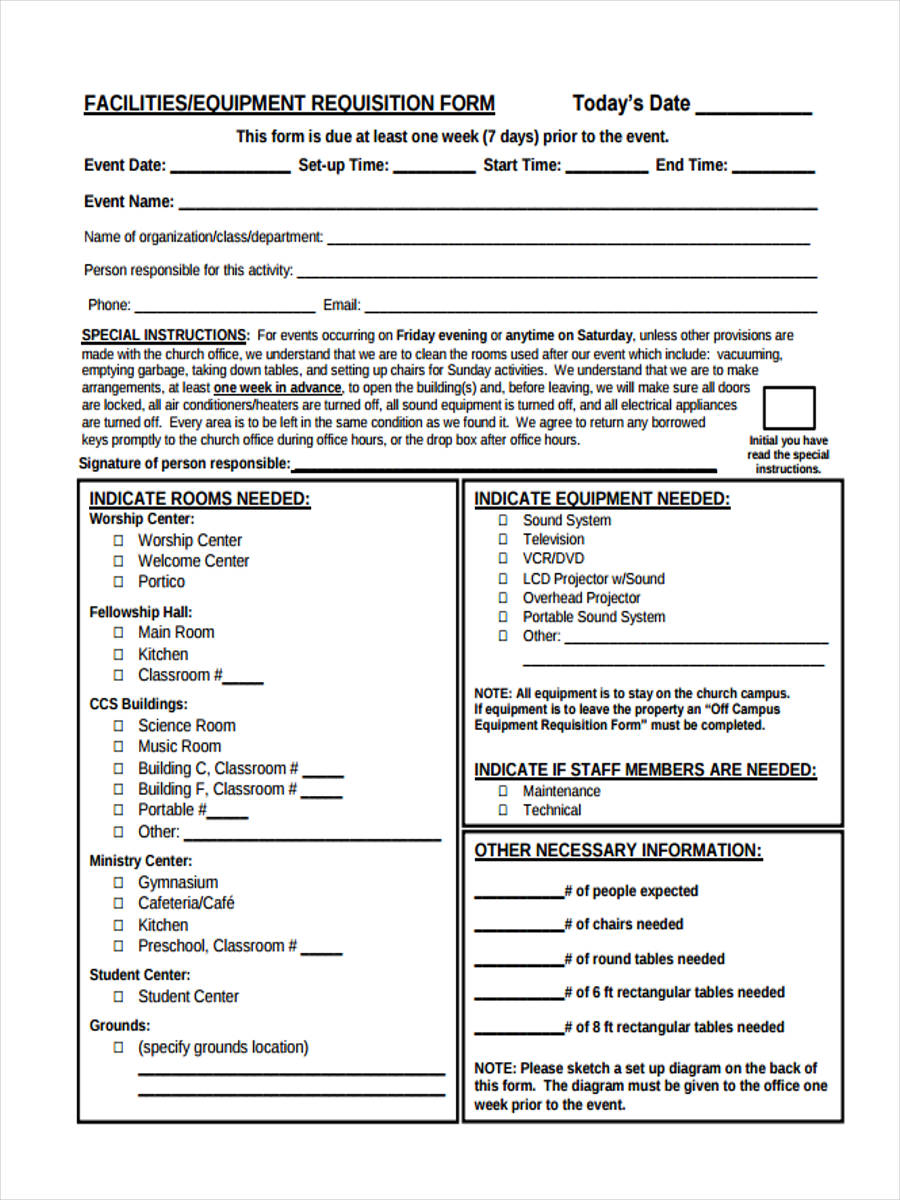 FREE 9+ Equipment Requisition Forms in PDF Ms Word Excel