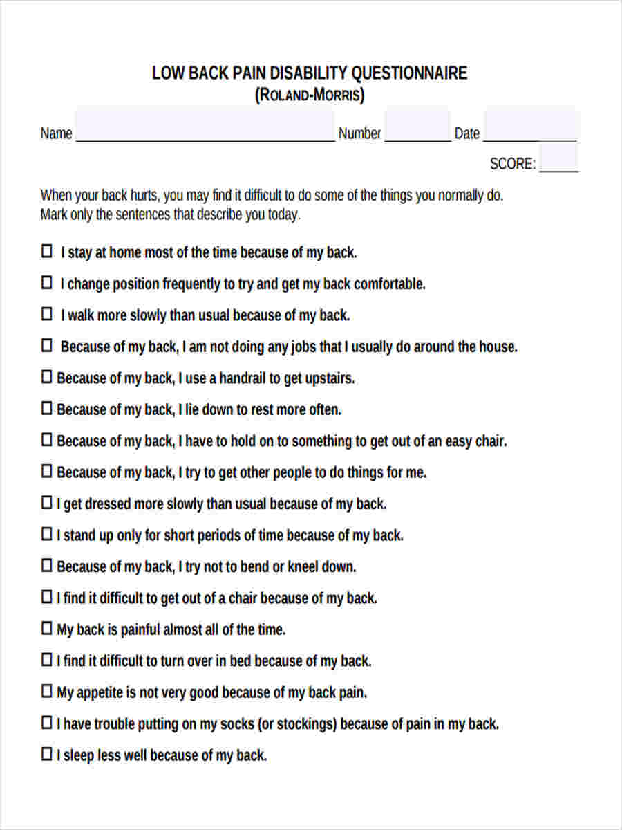 pain disability questionnaire