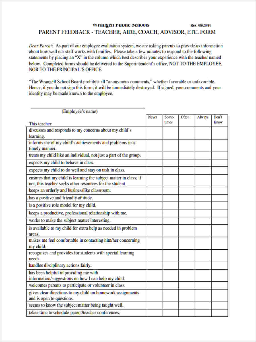 FREE 25+ Teacher Feedback Forms in PDF  MS Word