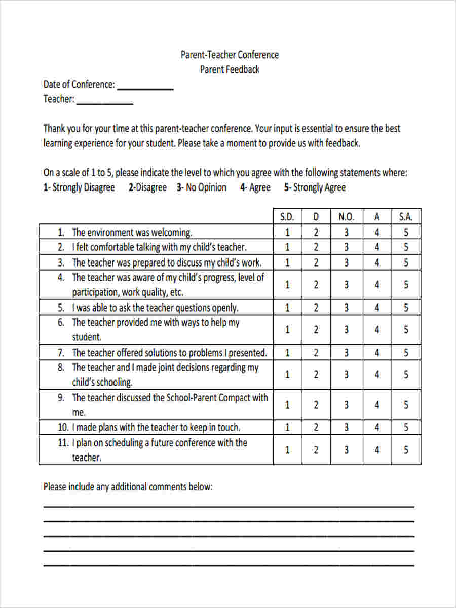 FREE 14 Sample Teacher Feedback Forms In PDF MS Word