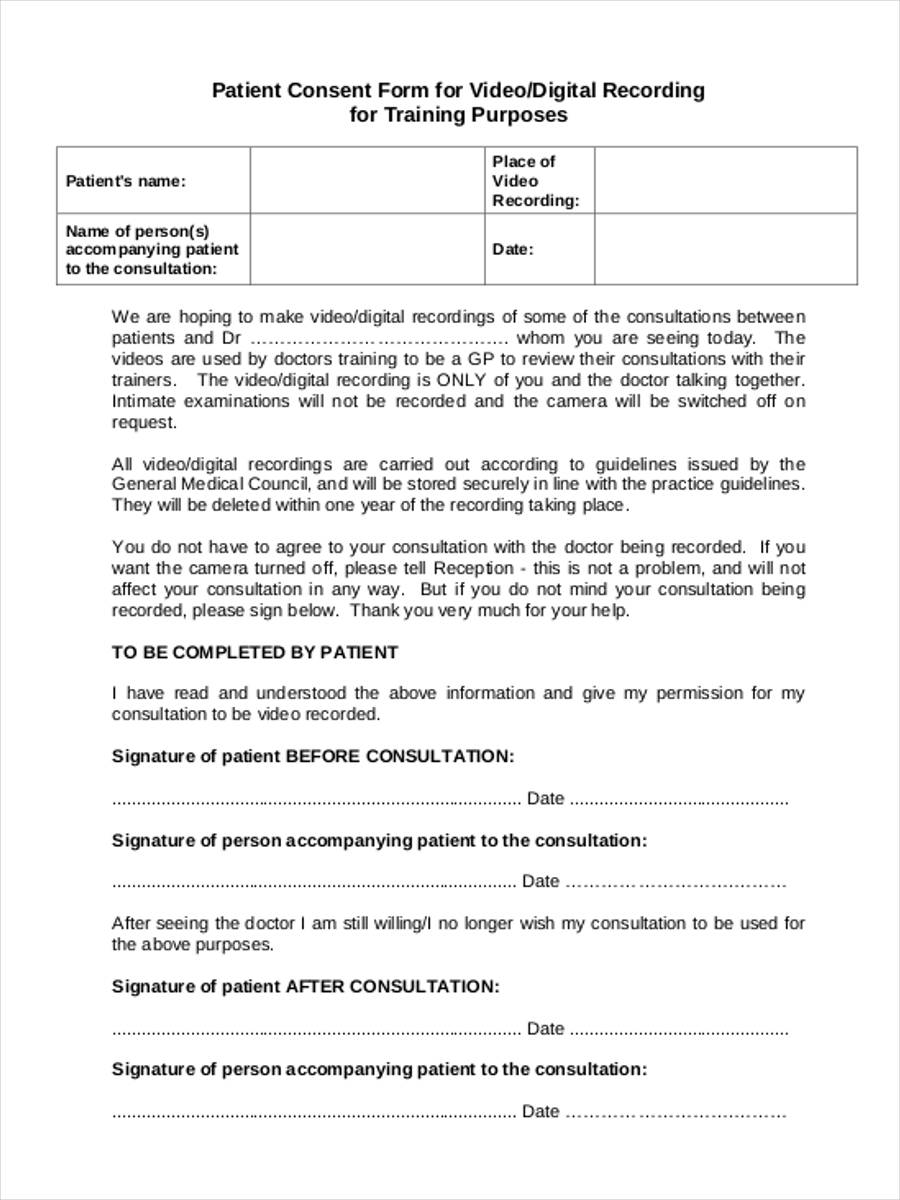 FREE 11+ Sample Video Consent Forms in MS Word PDF