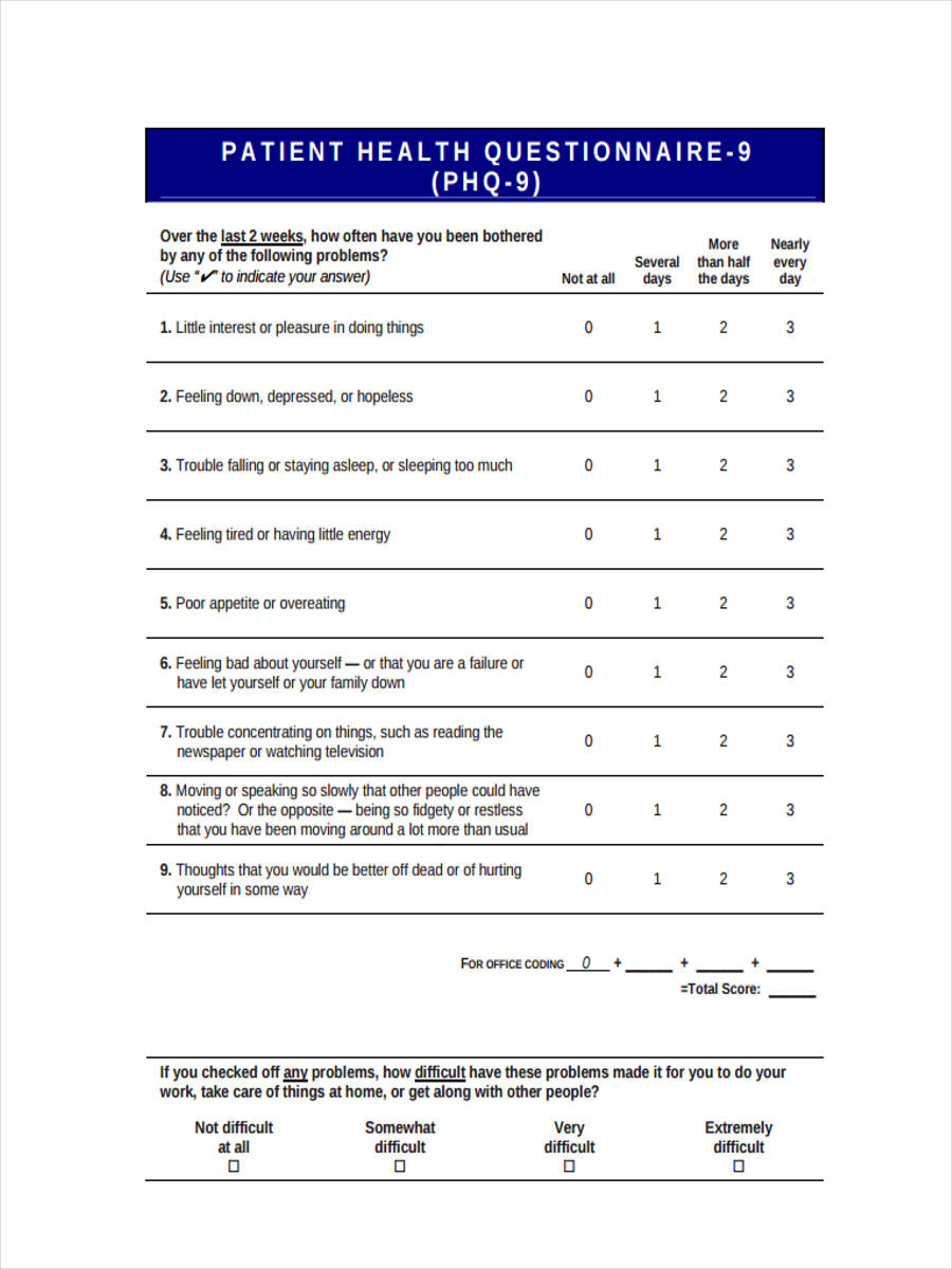 patient health questionnaire