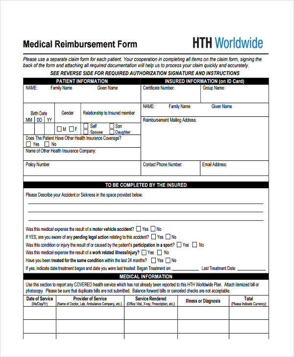 FREE 8+ Medical Reimbursement Forms in PDF