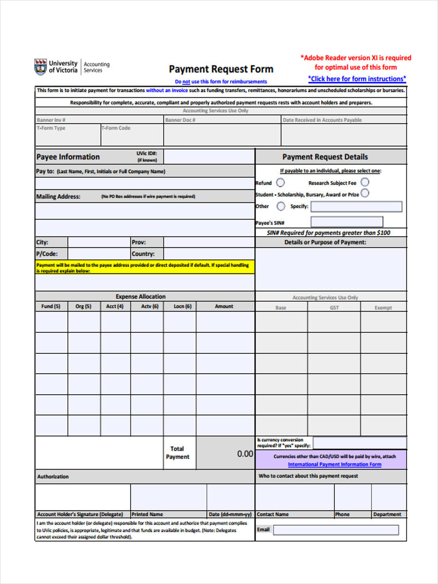 payment request form