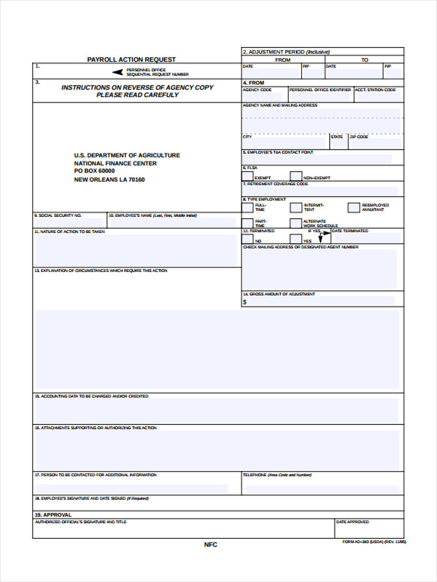 payroll action request form
