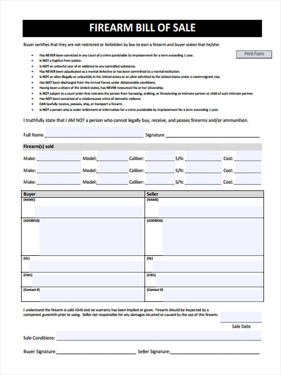 FREE 28+ Sample Bill of Sale Forms in PDF | Ms Word