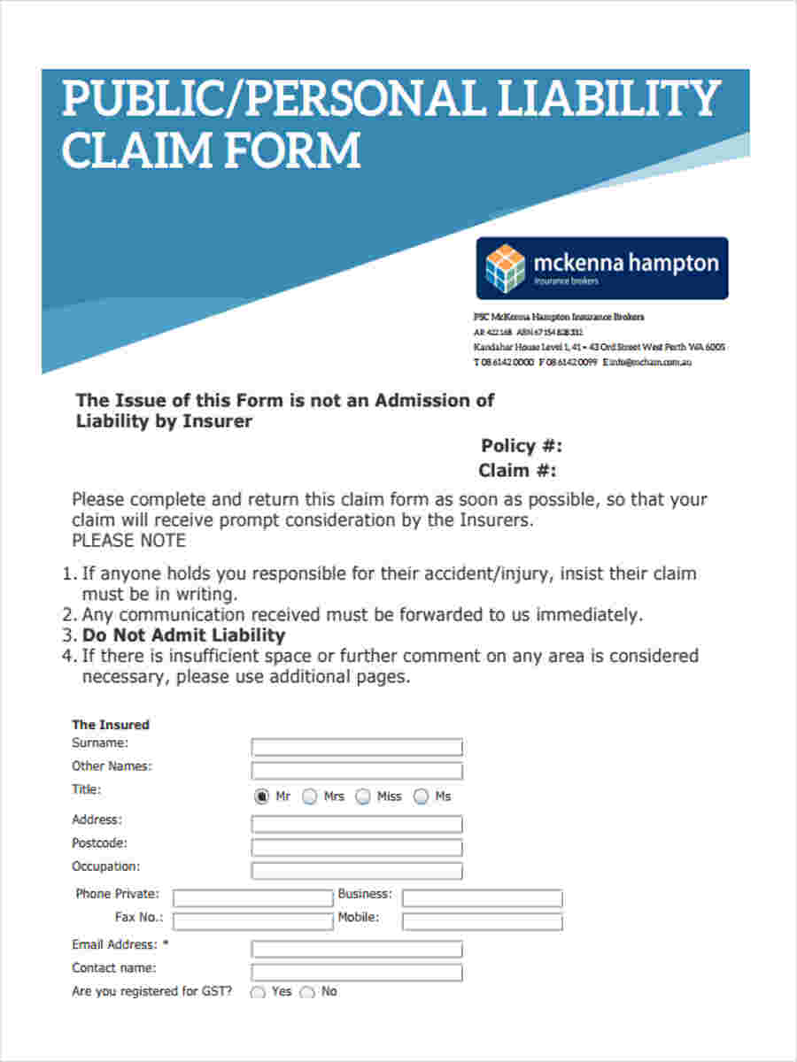 FREE 8+ Public Liability Forms in PDF | Ms Word
