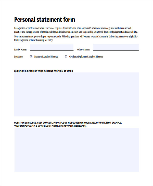 personal statement application
