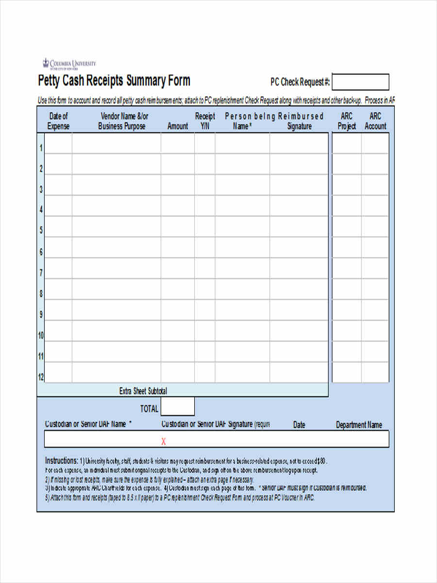 FREE 10+ Petty Cash Reimbursement Forms in PDF | Ms Word | Excel