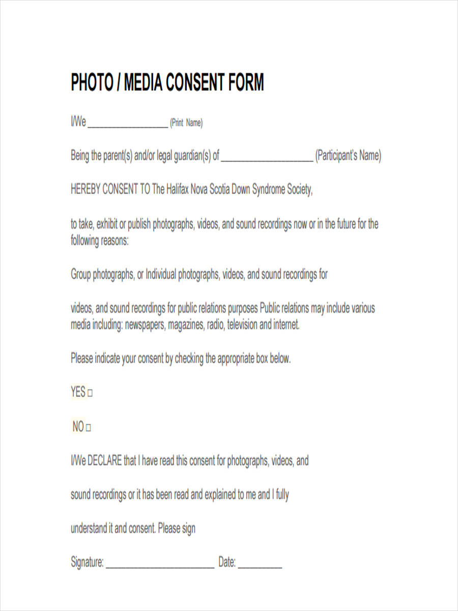 Media Permit Example FREE 11+ Media Consent Forms in PDF | Ms Word | Excel