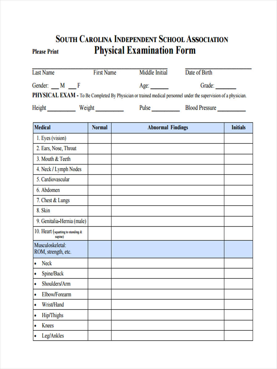 physical exam form1