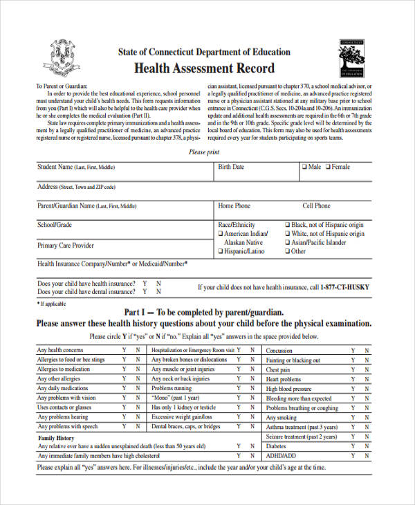 physical examination and health assessment form2
