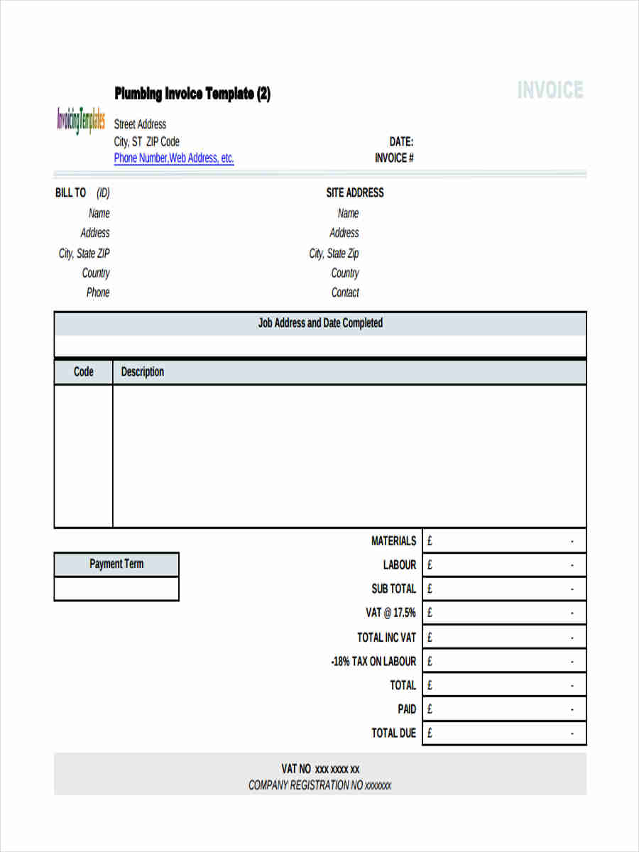 FREE 6+ Plumbing Invoice Forms in PDF