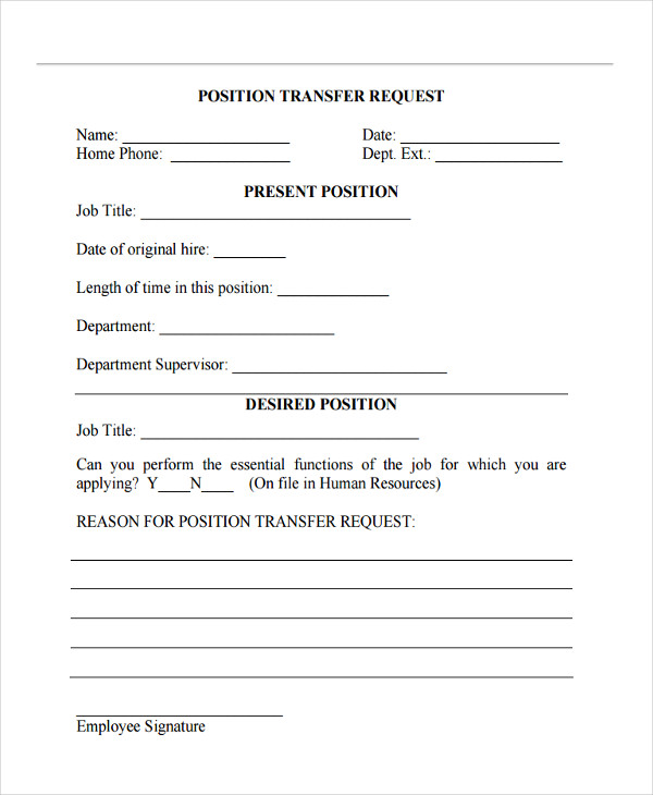 FREE 12+ Transfer Request Forms in PDF Ms Word Excel