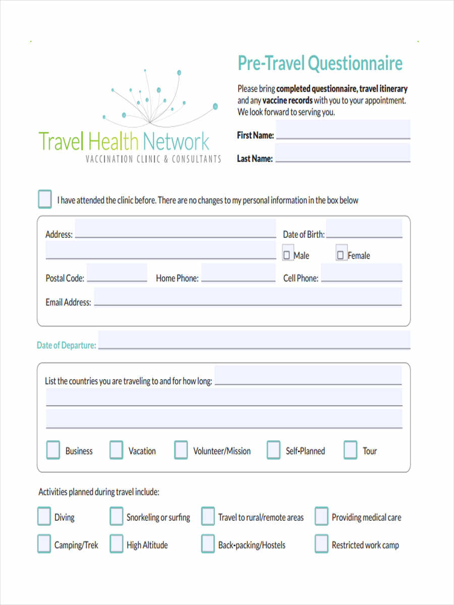 travel survey template