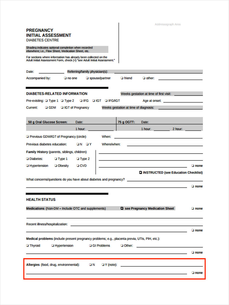 FREE 14+ Initial Assessment Form Samples, PDF, MS Word, Google Docs, Excel