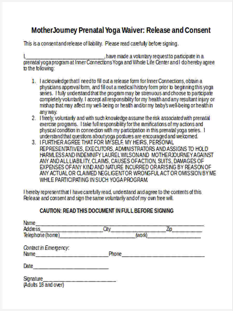FREE 11+ Yoga Waiver Form Samples, PDF, MS Word, Google Docs