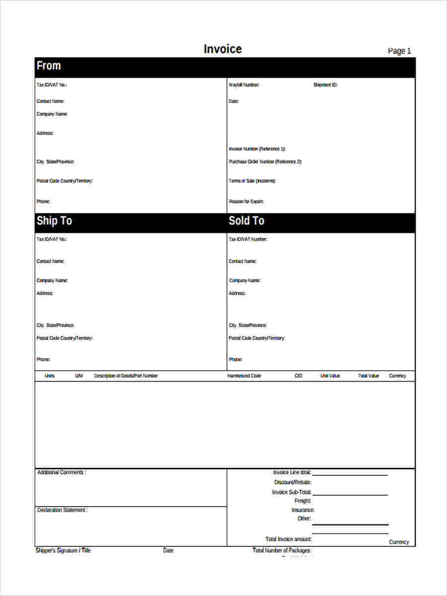 free 8 printable invoice forms in ms word pdf excel